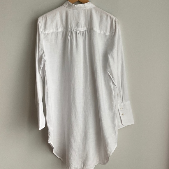 NWT J. Crew White Relaxed-fit beach shirt in linen-cotton blend SZ Various - Picture 6 of 9